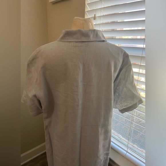 Sweet Jessie Women’s Petite 1X Light Blue Button Down Shirt Dress 100% Linen - Picture 9 of 13